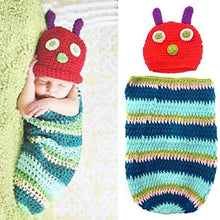 Load image into Gallery viewer, Crocheted Baby Boy Caterpillar Outfit Newborn Photography Props Handmade Knitted Photo Prop Infant Accessories
