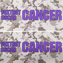 Load image into Gallery viewer, TWO (2) PANCREATIC Awareness Cancer Stickers Purple Toolbox Cancer Stickers Hardhat Computer Skateboard STICKERS Decal Foxtrot Oscar Cancer 3 inch x 6 inch Fuck Cancer Gifts Chemo Books Hats
