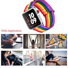 Load image into Gallery viewer, Bandmax Compatible Rainbow Apple Watch Bands LGBT, Comfortable&amp;Durable Sport Straps Nylon Replacement Wristband Accessories with Metal Buckle Compatible iwatch Series 4/3/2/1 38MM 40MM
