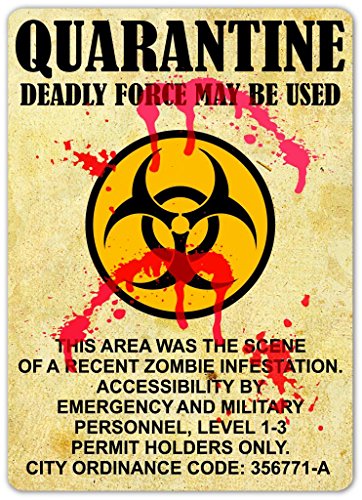 Quarantine Sign Zombie Infestation Vinyl Decal Bumper Sticker