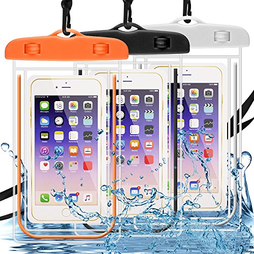 Waterproof Case 3 Pack, DLAND Cell Phone Dry Bag Waterproof Bag Pouch, Clear Sensitive PVC Touch Screen Compatible with iPhone, Samsung,Huawei,and Other Devices up to 6.0in- Glow in Dark.