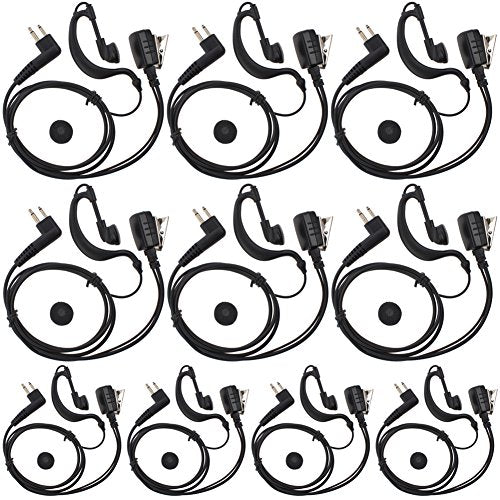 AOER 2-Pin G Shape Earpiece Headset for Motorola Radio cls1110 cls1410 cls1413 cls1450 cls1450c etc(10 Pack)