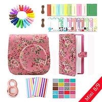 Ngaantyun 8 in 1 Accessories Bundles for Fujifilm Instax Mini 8/9 Camera (Pink Flower Case/Close-up Lens/Album/Wall Hang Frames/Film Stickers/Corner Sticker)