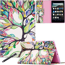 Load image into Gallery viewer, Newshine All-New Amazon Kindle Fire HD 8 (7th Generation, 2017 Release) Case - Auto Wake/Sleep PU Leather Protective Folio Folding Stand Cover with Card Slots&amp;Money Pocket, Beautiful Tree
