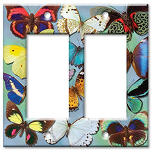 Load image into Gallery viewer, Double Gang Rocker Wall Plate - Butterflies on Blue
