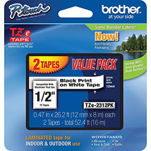 Load image into Gallery viewer, Brother TZe2312PK Laminated Black On White Tape 2-Pack (Total of 4 Tapes)
