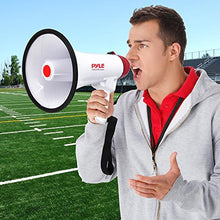 Load image into Gallery viewer, Pyle Megaphone Speaker PA Bullhorn W Built-in Siren - Adjustable Volume, 800 Yard Range - Ideal for Football, Soccer, Baseball, Hockey, Basketball Cheerleading Fans, Coaches, Safety Drills (PMP40)
