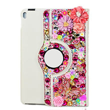 Load image into Gallery viewer, STENES iPad Pro 9.7 Case - STYLISH - 3D Handmade Bling Crystal Pretty Flowers Butterfly Rose Floral 360 Degree Rotating Stand Case With Smart Cover Auto Sleep/Wake Feature For iPad Pro 9.7&quot; - Red
