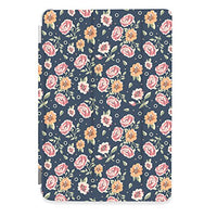 CasesByLorraine Compatible with iPad 5th gen 9.7 inch Case, Vintage Navy Blue Floral Flower Pattern Slim Hard Plastic Cover for iPad 5th gen 9.7 inch (2017)