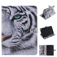 Asus Zenpad S 8.0 (Z580C/Z580CA) Case,Designlife PU Leather Flip Full Protective Cover with Credit Card Holder Kickstand Magnetic Closure for ASUS ZenPad S 8 Z580C / Z580CA 8-Inch,White Tiger