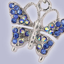 Load image into Gallery viewer, Blue Crystal Butterfly Phone Charm Anti Dust Plug in Monnel Velvet Bag MP762
