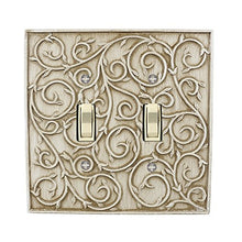 Load image into Gallery viewer, Meriville French Scroll 2 Toggle Wallplate, Double Switch Electrical Cover Plate, Weathered White
