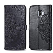 Load image into Gallery viewer, COTDINFORCA J2 Pro 2018 Wallet Case, Slim Premium PU Flip Cover Mandala Embossed Full Body Protection with Card Holder Magnetic Closure for Samsung Galaxy J2 Pro 2018. SD Mandala - Black
