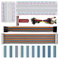 REXQualis Accessories kit Compatible with Raspberry Pi 4 3B+ 3B 2B B+ A+ Zero w/Solderless Breadboard + GPIO T Type Expansion Board + Jumper Wires + Rainbow Ribbon Cable + Resistors