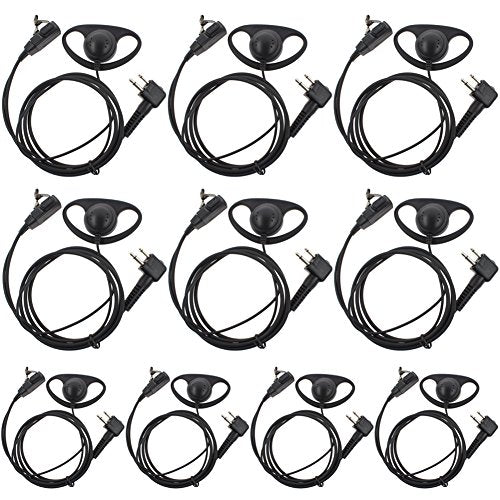 Aoer D Shape Earpiece Headset Ptt For Motorola Two Way Radio Walkie Talkie 2pin(10 Pack)