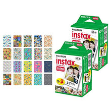 Load image into Gallery viewer, 2X Fujifilm instax Mini Instant Film (40 Exposures) + 20 Sticker Frames for Fuji Instax Prints Travel Package
