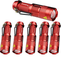 6 Pack,Pocketman 7W 300LM SK-68 3 Modes Mini Cree Red Q5 LED Tactical Flashlight