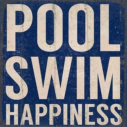 Pool Swim Happiness Wood 12x12 Box Sign by SIXTREES -